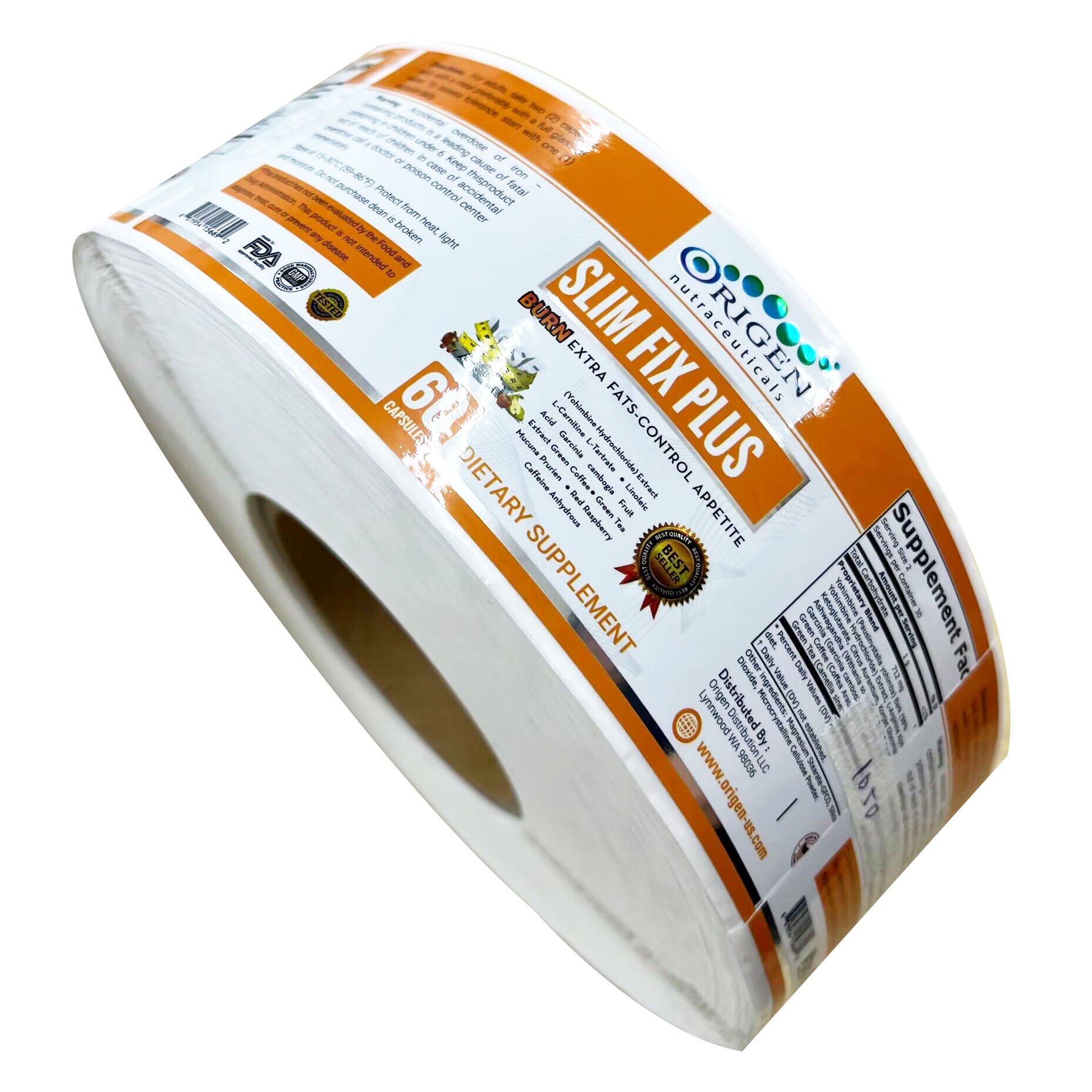 Bright silver foil matte finish cosmetic packaging label sticker, luxurious packaging label in roll