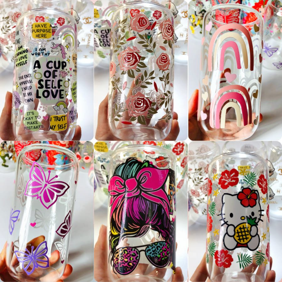 Factory Price Uv Dtf Cup Wraps Transfers Sticker Wholesale Transfer Film Sheet Tumbler Wraps For 16oz Libby Glass Cups