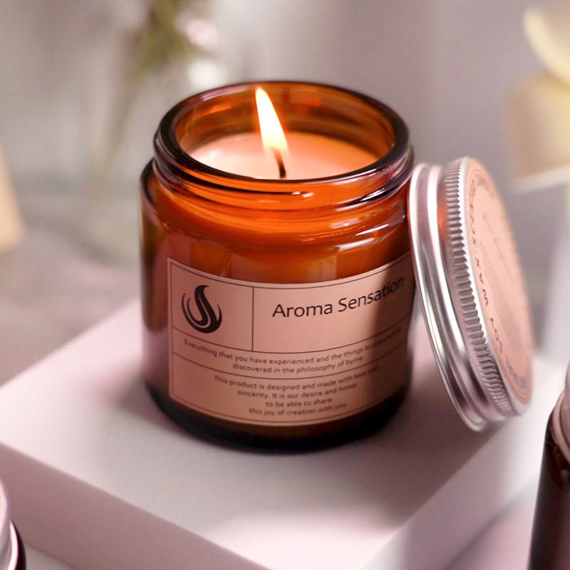 Custom gold foil candle brand logo label hot stamping stickers printing waterproof vinyl label for glass packaging jars