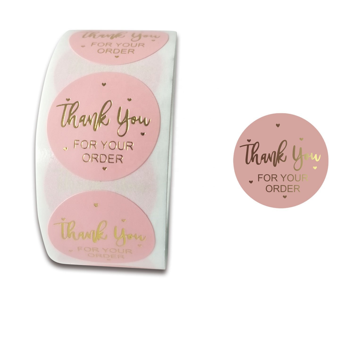 Custom Stickers Self Adhesive Pink Label For Wedding Gift Food Thank You Stickers