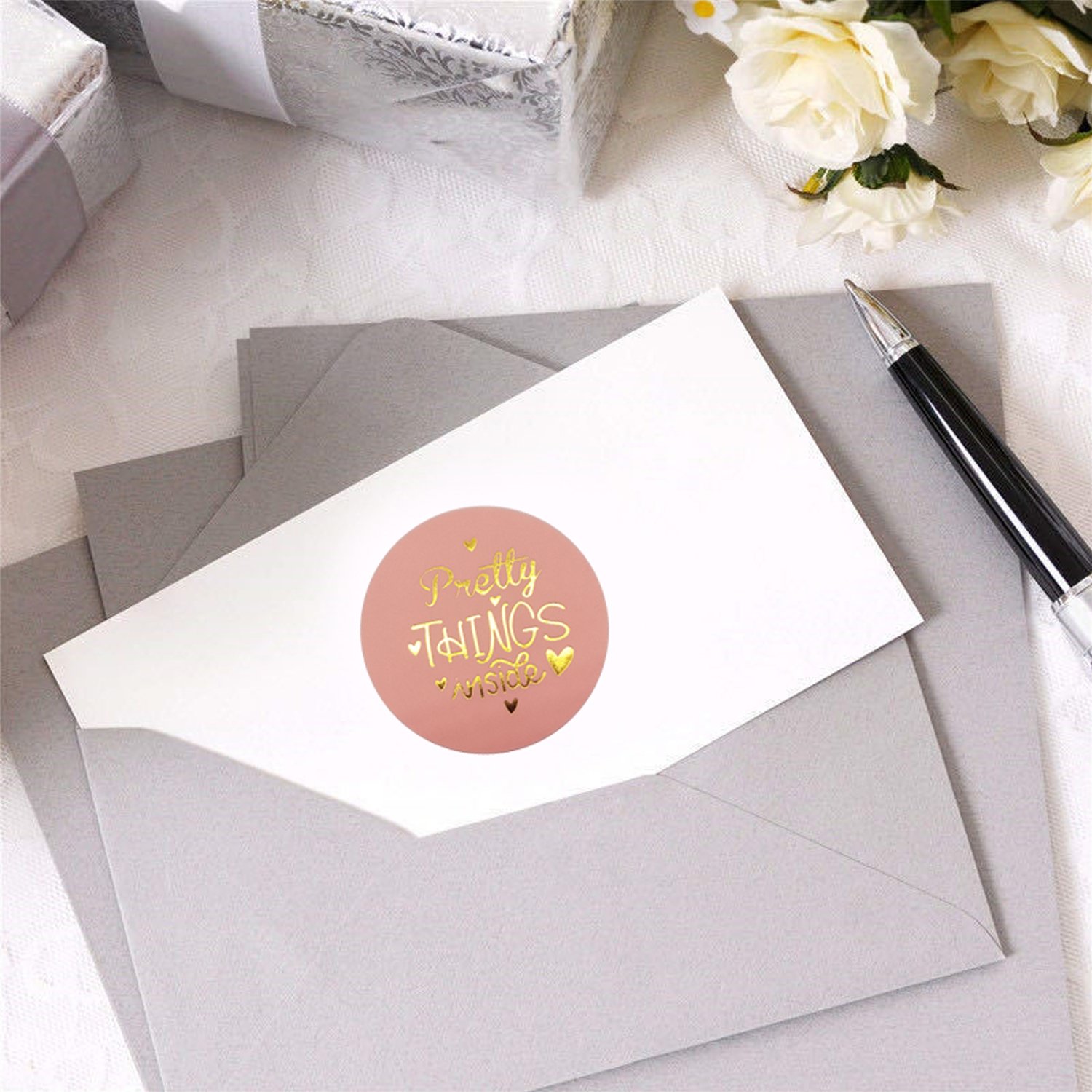 Custom Stickers Self Adhesive Pink Label For Wedding Gift Food Thank You Stickers
