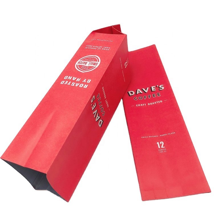 500g Custom Stickers Smell Proof Gusset Kraft Paper Roasted Coffee Pouch With Tin Tie Side Seal Coffee Bean Packaging Bag