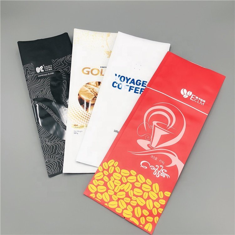500g Custom Stickers Smell Proof Gusset Kraft Paper Roasted Coffee Pouch With Tin Tie Side Seal Coffee Bean Packaging Bag