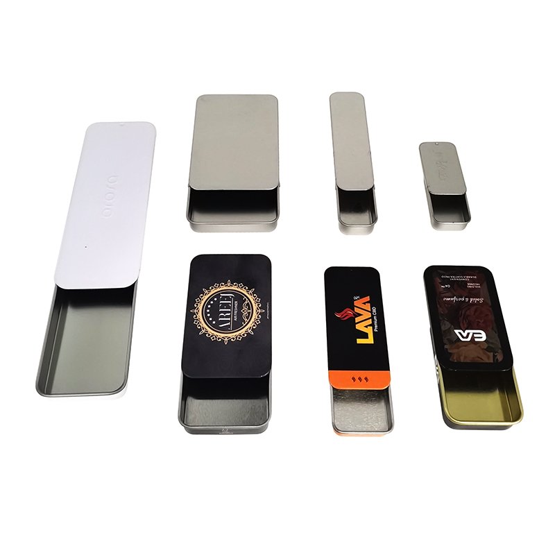 Hot Sale Custom Printing Mini Rectangular Metal Sliding tin Box for Mint Candy Packaging