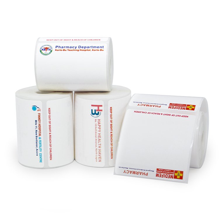 Medicine Paper Box Label Stickers Rolls Waterproof Custom Adhesive Paper Thermal Label