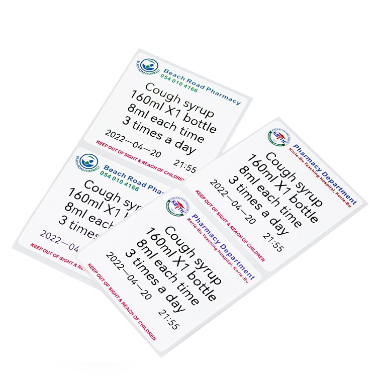 Medicine Paper Box Label Stickers Rolls Waterproof Custom Adhesive Paper Thermal Label