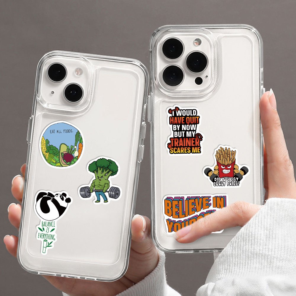 50Pcs Cartoon Fitness Motivational Graffiti Stickers For Bottle Phone Decor Gym Inspirational Physical Exercise Sticker