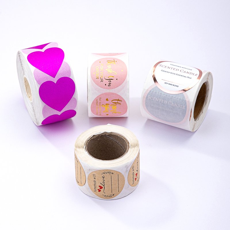 Custom Thanks You Sticker Round Sticker Waterproof Rolls Paper Sticker Kiss Cut Vinyl Hologram Label Sheet For Sale Private Logo