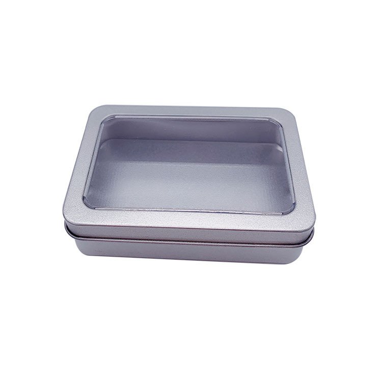 Silver Rectangular Tea Candy Candle Gift Packaging Tin Box 4.75''Lx3.5''Wx1.5''H Factory Stock Wholesale with Custom Logo