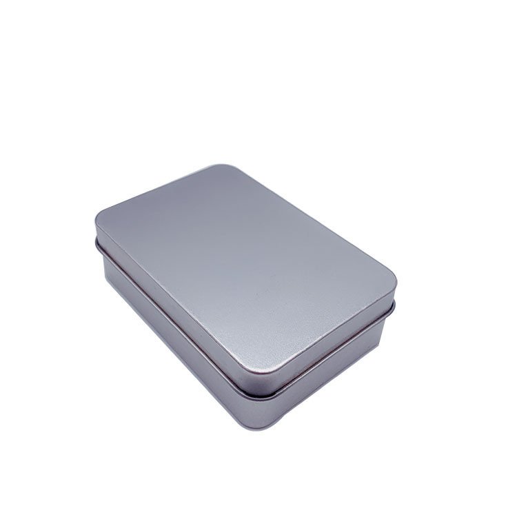 Silver Rectangular Tea Candy Candle Gift Packaging Tin Box 4.75''Lx3.5''Wx1.5''H Factory Stock Wholesale with Custom Logo