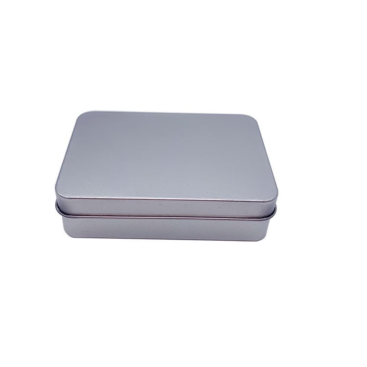 Silver Rectangular Tea Candy Candle Gift Packaging Tin Box 4.75''Lx3.5''Wx1.5''H Factory Stock Wholesale with Custom Logo