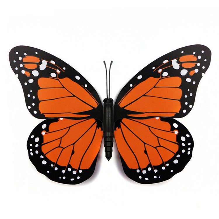 Realistic PVC 12cm 3d monarch butterfly stickers for home decoration and wedding decoration
