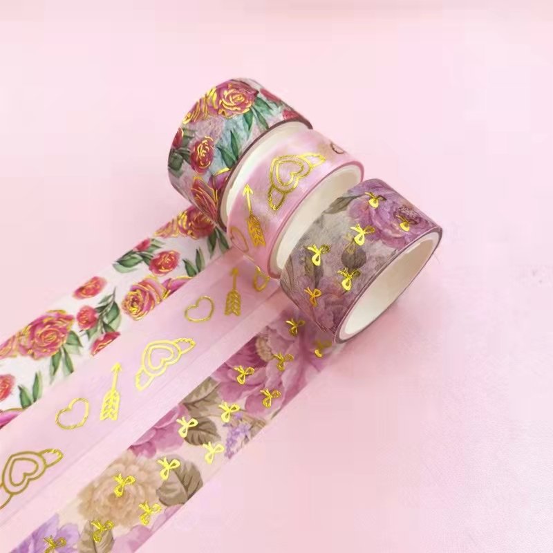 Gold Silver Sparkle Foil DIY Design Account Book Decoration Sticker Waterproof Washi Tape with Acrylic Hot Melt Adhesive Masking