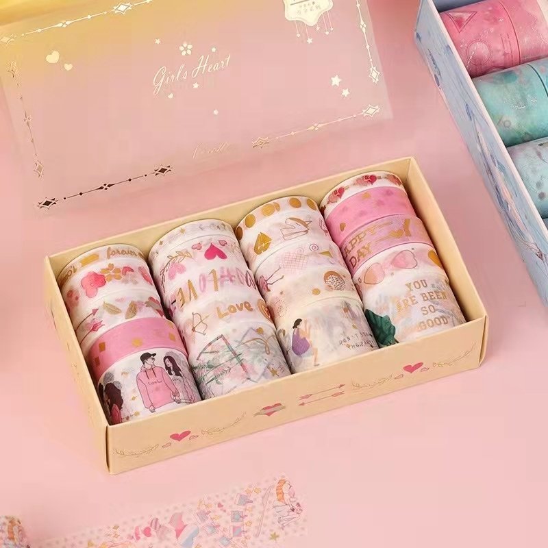 Gold Silver Sparkle Foil DIY Design Account Book Decoration Sticker Waterproof Washi Tape with Acrylic Hot Melt Adhesive Masking