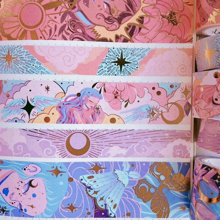 Gold Silver Sparkle Foil DIY Design Account Book Decoration Sticker Waterproof Washi Tape with Acrylic Hot Melt Adhesive Masking