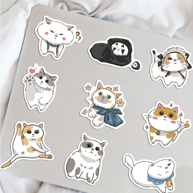 Cute Cat Sticker Cartoon Stationery Water Cup Notebook Suitcase Waterproof Decorative Sticker