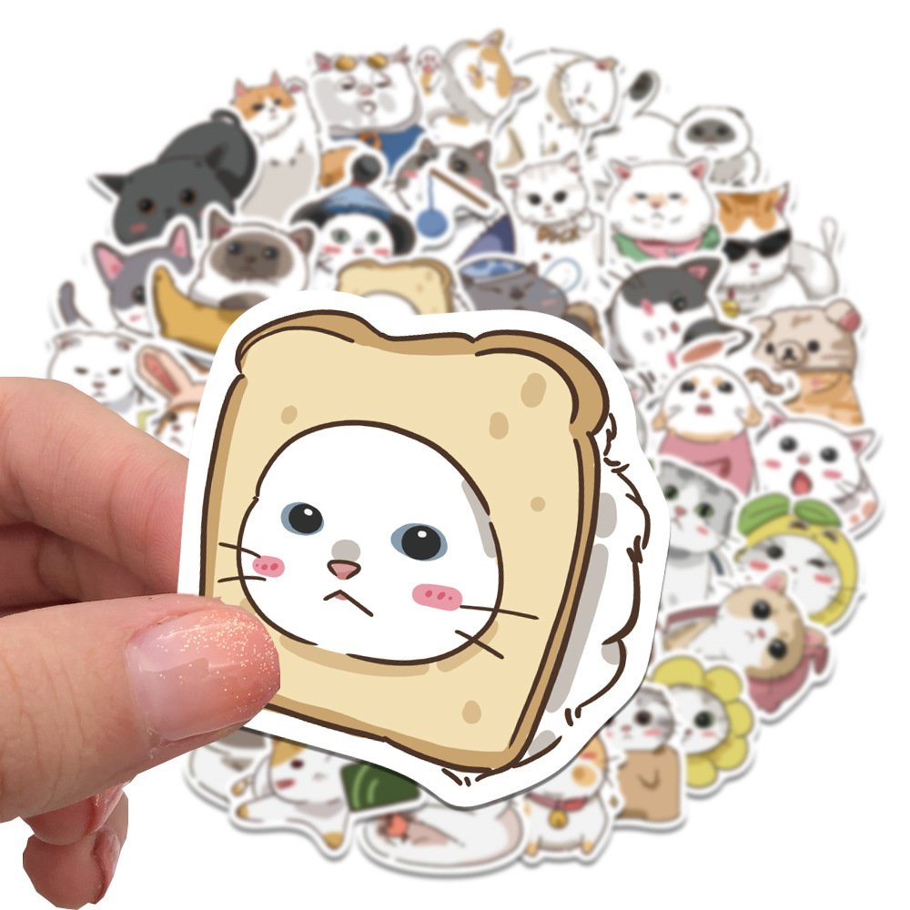 Cute Cat Sticker Cartoon Stationery Water Cup Notebook Suitcase Waterproof Decorative Sticker