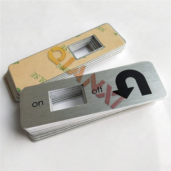 Custom printing self adhesive silver brushed anodised aluminium label plate sticker