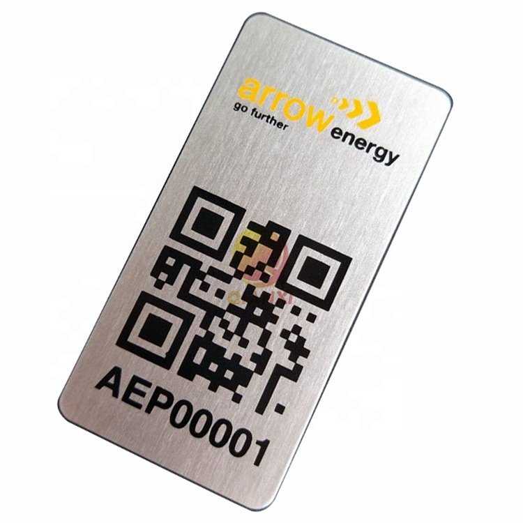 Custom printing self adhesive silver brushed anodised aluminium label plate sticker