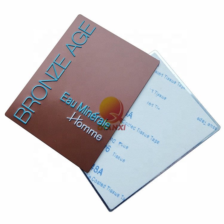 Custom printing self adhesive silver brushed anodised aluminium label plate sticker