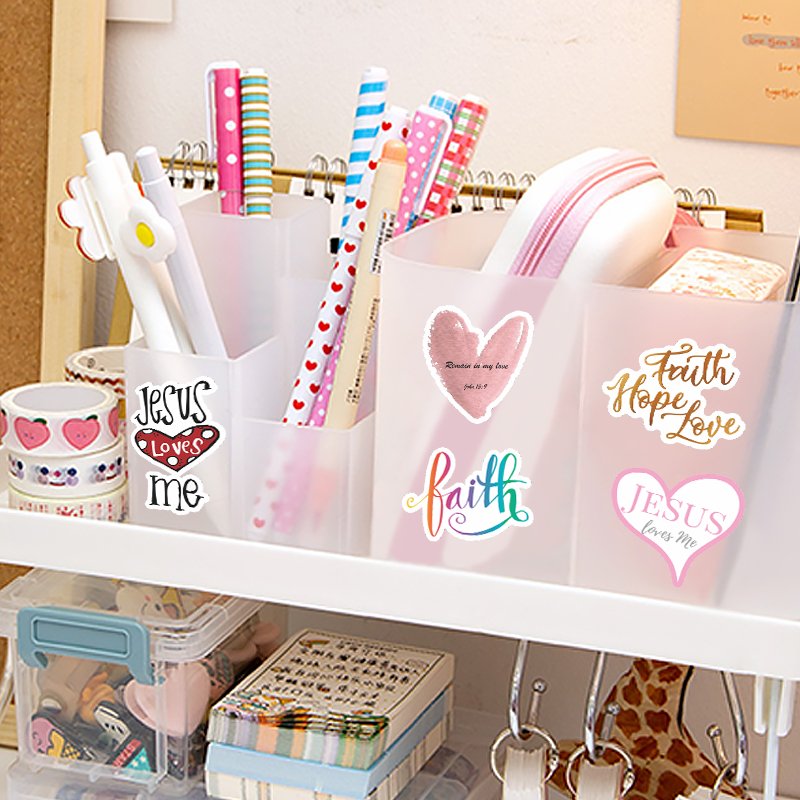 50 Bible Jesus motivational Letter Stickers for Laptop Notebook water bottle Skateboard Luggage Inspire christian Stickers