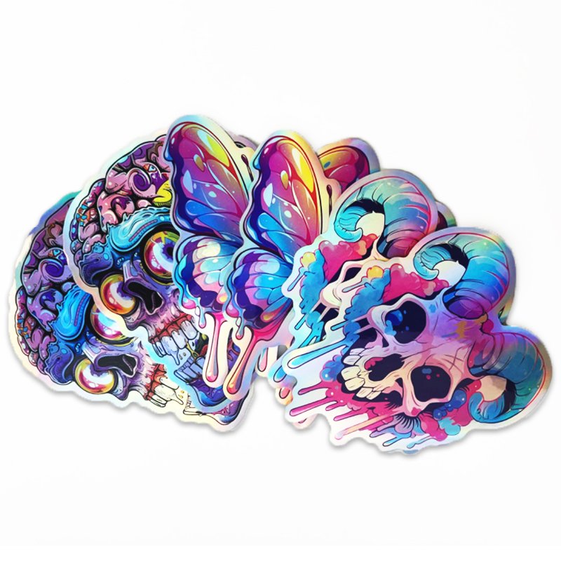 Custom Die Cut Glitter Holographic logo Sticker printing Label Waterproof 3D UV Resist Shiny Silver Laser holographic Sticker