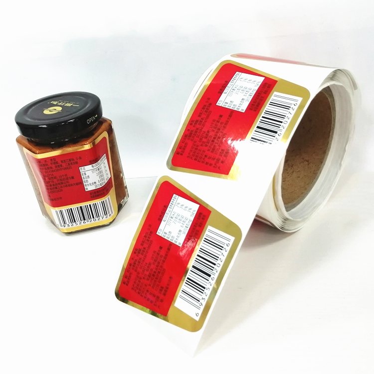 Gold Foil Stamping Glass Jars with Label Sticker, Spice Honey Spicy Food Jar Label, Top Label for Jam Jar