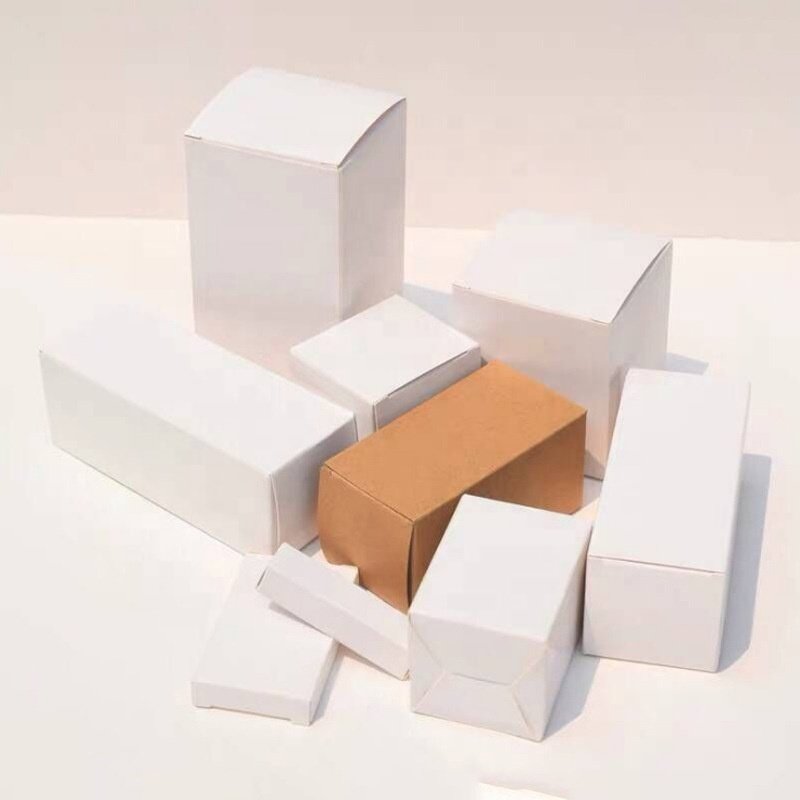 100pcs/Lot White Cardboard Paper Box Craft Small Gifts Packaging Handmade Soap Kraft Paper Boxes Carton