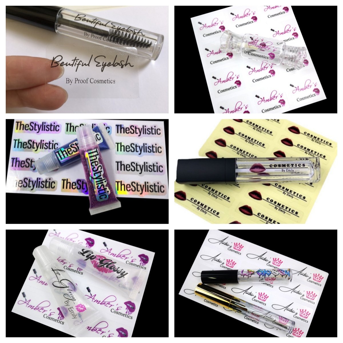 Stock Good Quality Custom Logo PVC Sticker Strong Adhesive Private Label Sticker Custom Cosmetic Lip Gloss Stickers