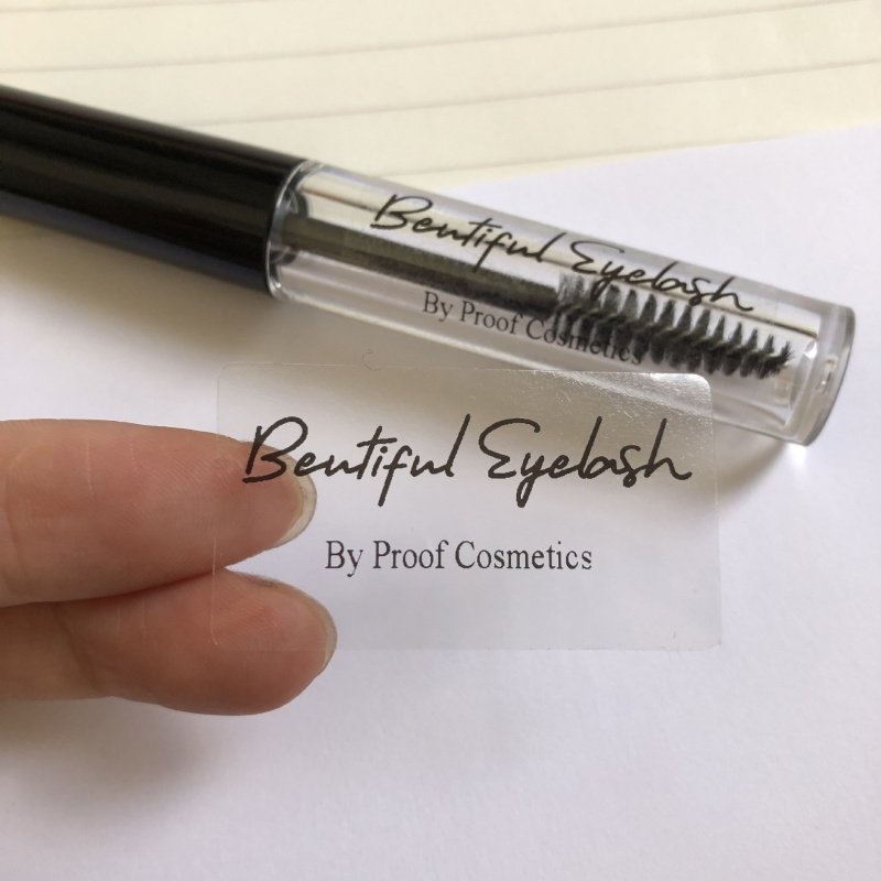 Stock Good Quality Custom Logo PVC Sticker Strong Adhesive Private Label Sticker Custom Cosmetic Lip Gloss Stickers