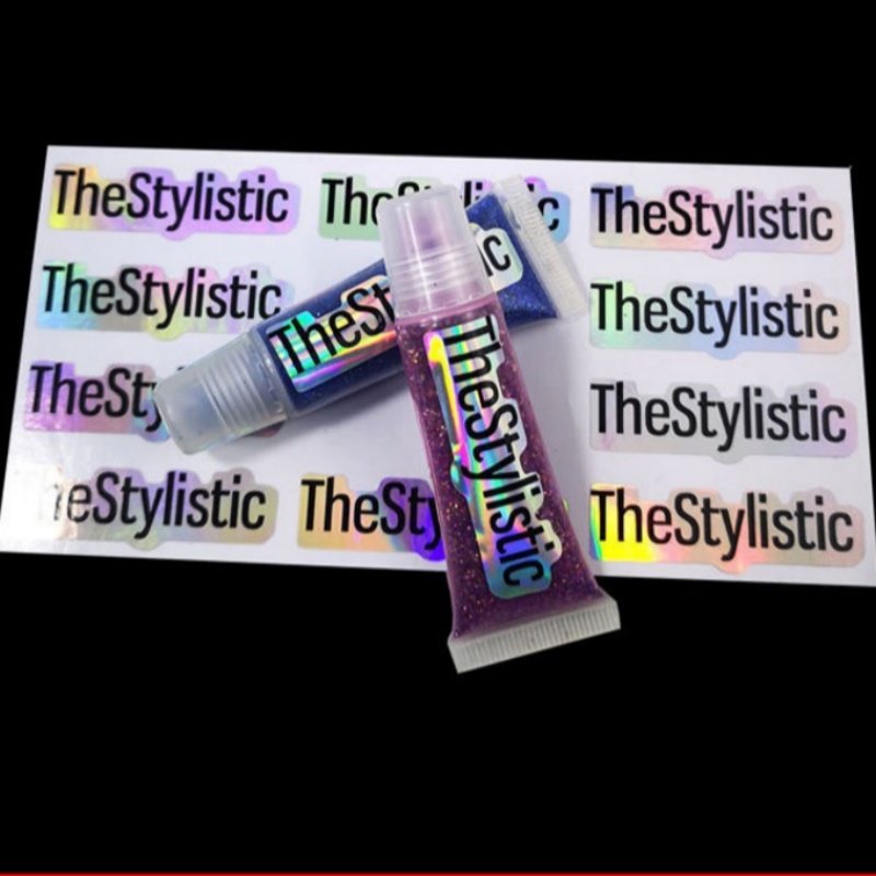 Stock Good Quality Custom Logo PVC Sticker Strong Adhesive Private Label Sticker Custom Cosmetic Lip Gloss Stickers
