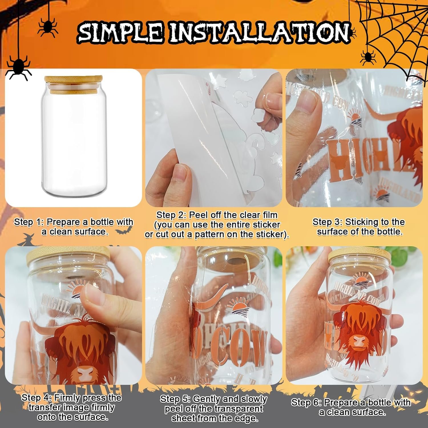 Halloween UV DTF Cup Wraps for 16oz Pumpkin Gnome Ghost Skull Potion Decals Personalized Waterproof Stickers for Glass Cups