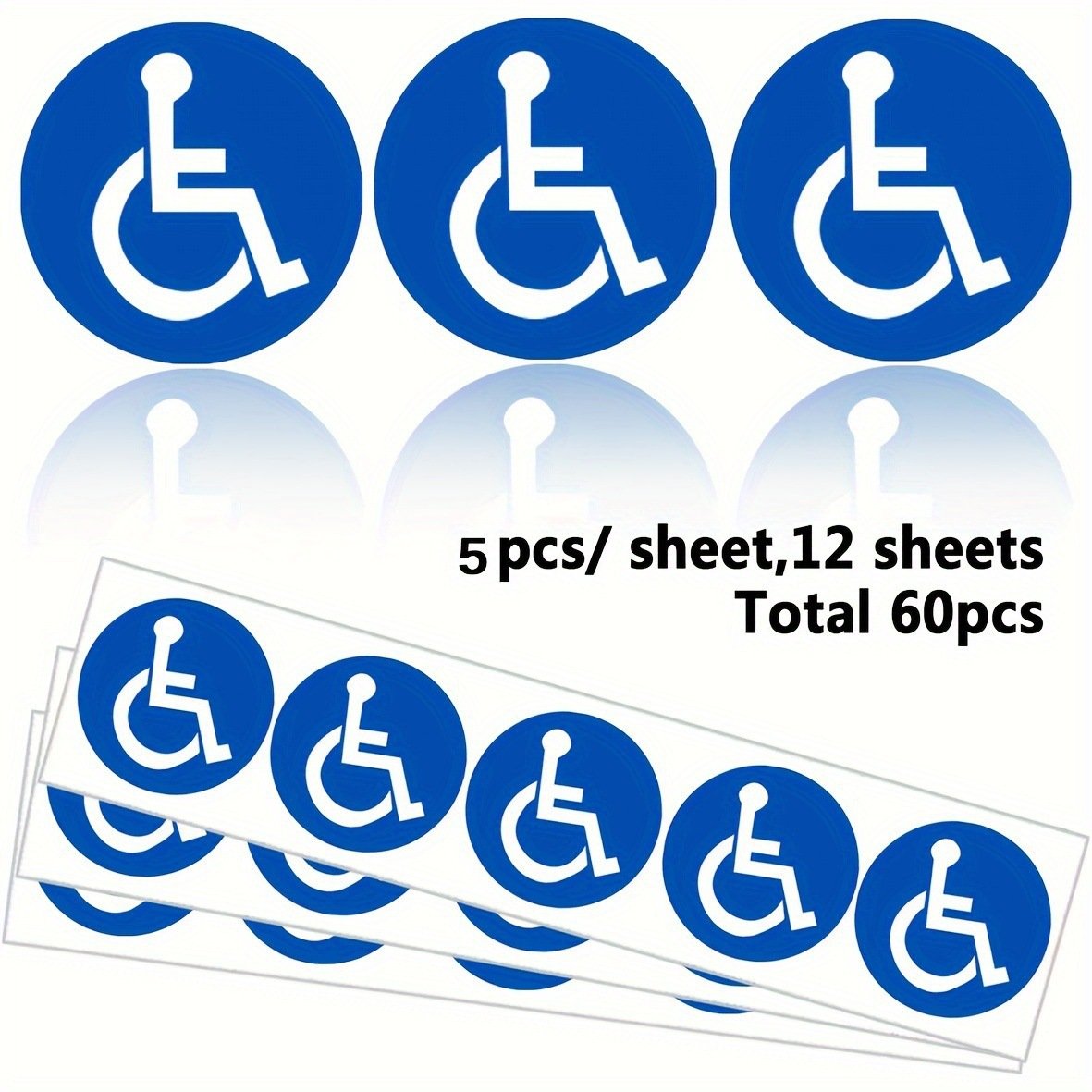 2 inch Round Handicap Signs Stickers Disability Decals Disabled Wheelchair Symbol Labels for Handicapped Parking