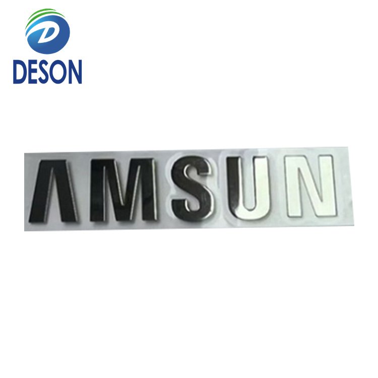 Deson Printed Gold Logo Pressed 3d Label Metal Transparent Transfer UV Sticker
