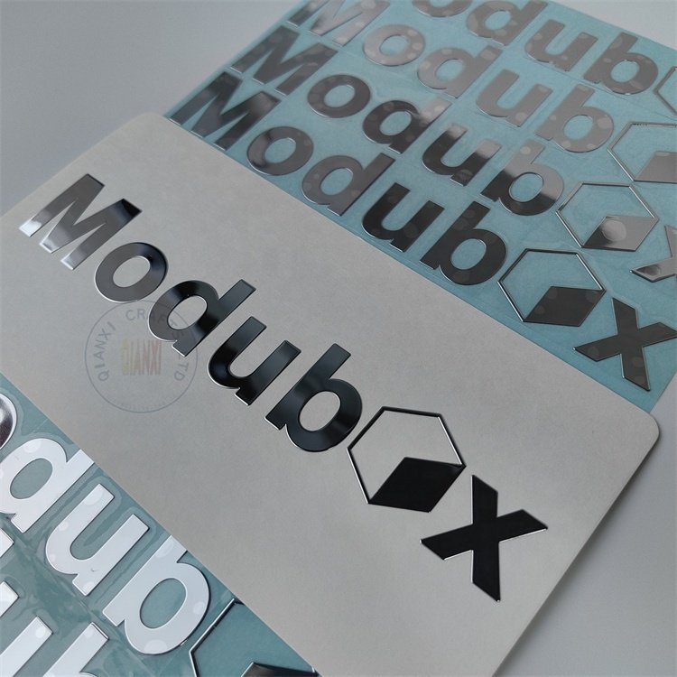 Electroplated badge metallic silver 3d decal chrome gold brand name logo Electroformed nickel labels thin metal transfer sticker