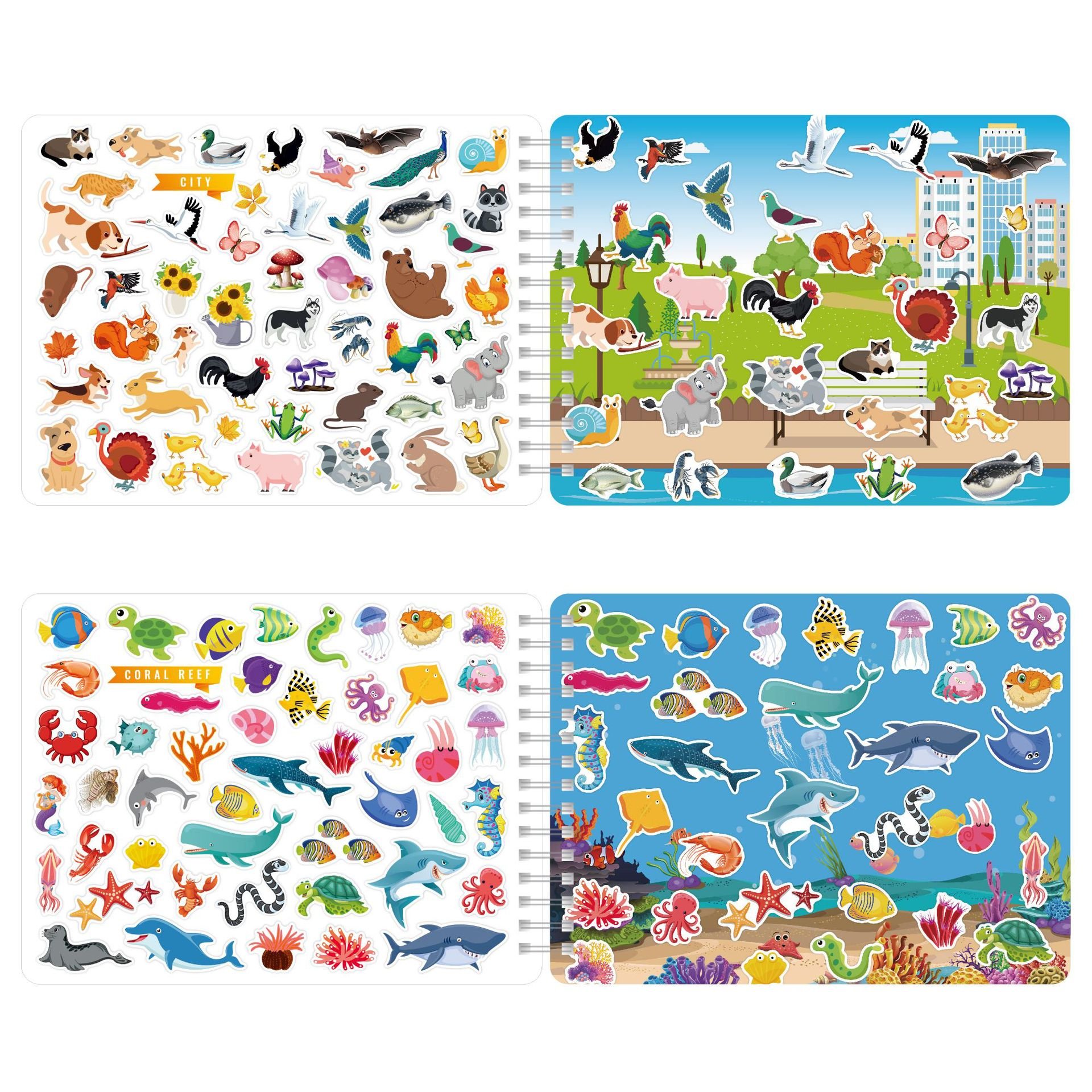 Spiral bound offset sticker puzzels preschool educational book printing for kid