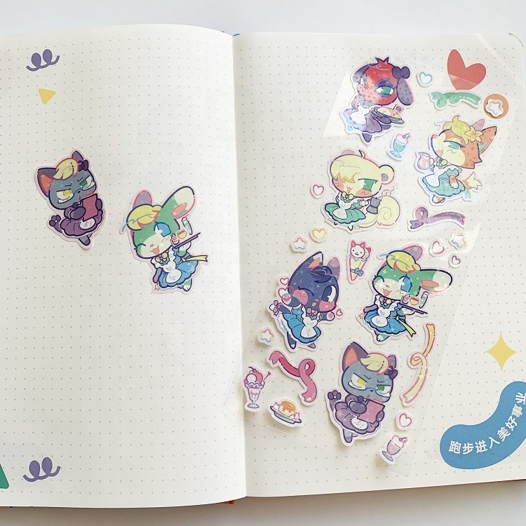 Custom Kpop Holo Deco Korean Stickers Scrapbooking Decorative Kiss Cut Sticker Sheet With Back Card
