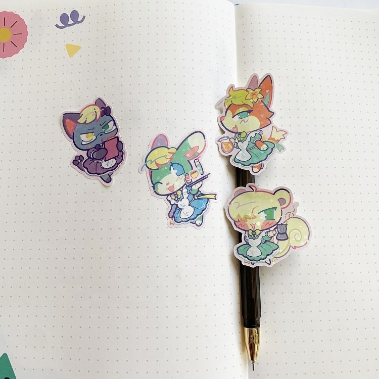 Custom Kpop Holo Deco Korean Stickers Scrapbooking Decorative Kiss Cut Sticker Sheet With Back Card