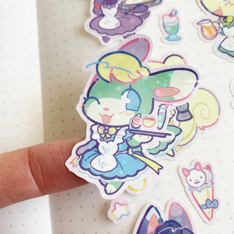 Custom Kpop Holo Deco Korean Stickers Scrapbooking Decorative Kiss Cut Sticker Sheet With Back Card