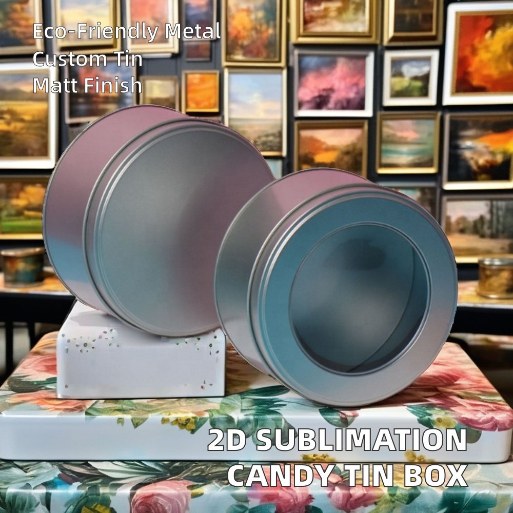 Factory Price 2D Sublimation round Shape Metal Candy Tin Box Recyclable PVC for Stickers Candles Crafts Pencils