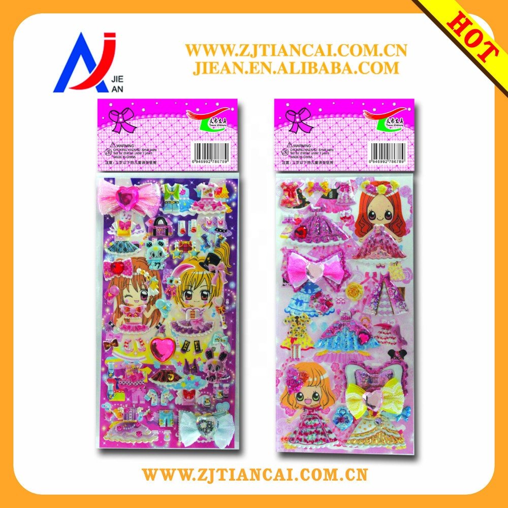 Quality Decorative Cartoon Self Adhesive Kawaii Dress Up Girls Sticker For Children