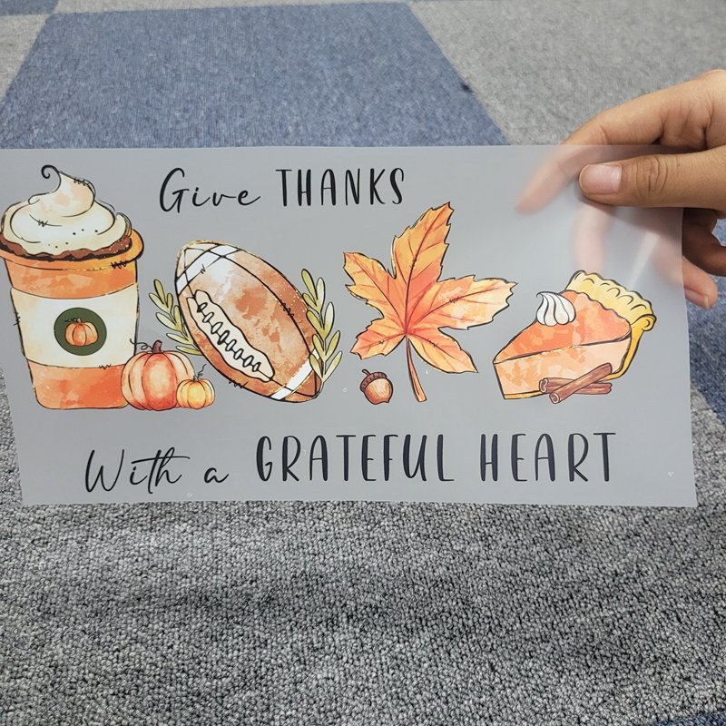 Great Thanks Iron On Printing Grateful Heart DTF Transfers Stickers Ready To Press For T-shirts