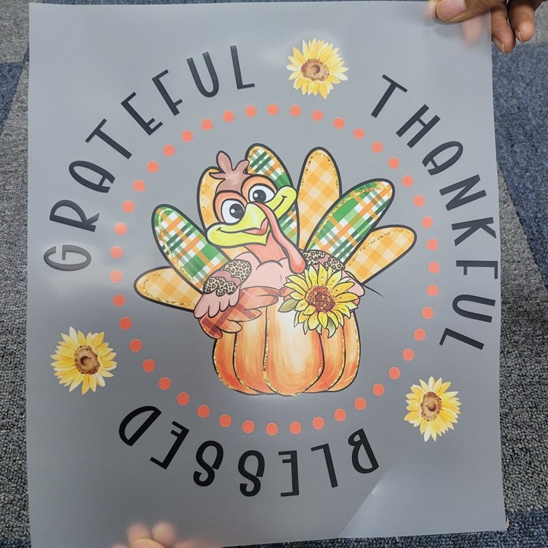 Great Thanks Iron On Printing Grateful Heart DTF Transfers Stickers Ready To Press For T-shirts
