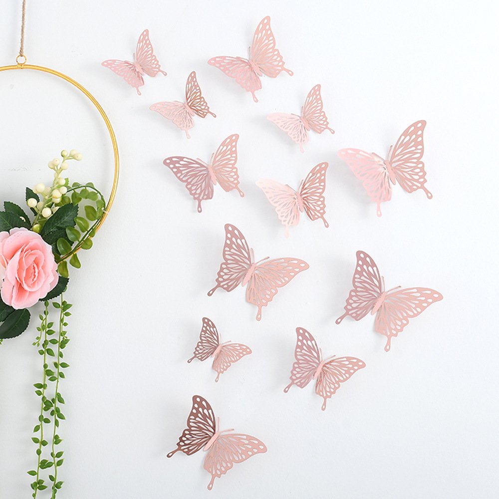 Wholesale Made Party Gold Style Paper Cake Decoration Geometry Round Letter Cake Butterfly Shape Party Cupcake Toppers