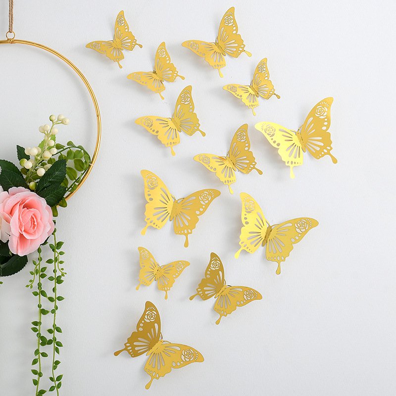 Wholesale Made Party Gold Style Paper Cake Decoration Geometry Round Letter Cake Butterfly Shape Party Cupcake Toppers