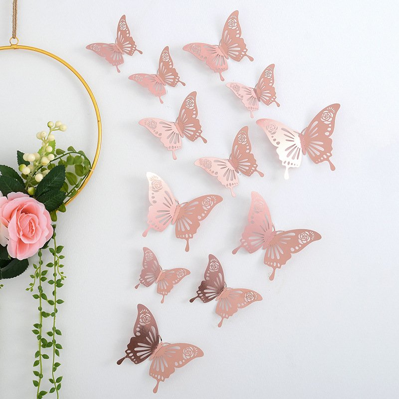 Wholesale Made Party Gold Style Paper Cake Decoration Geometry Round Letter Cake Butterfly Shape Party Cupcake Toppers