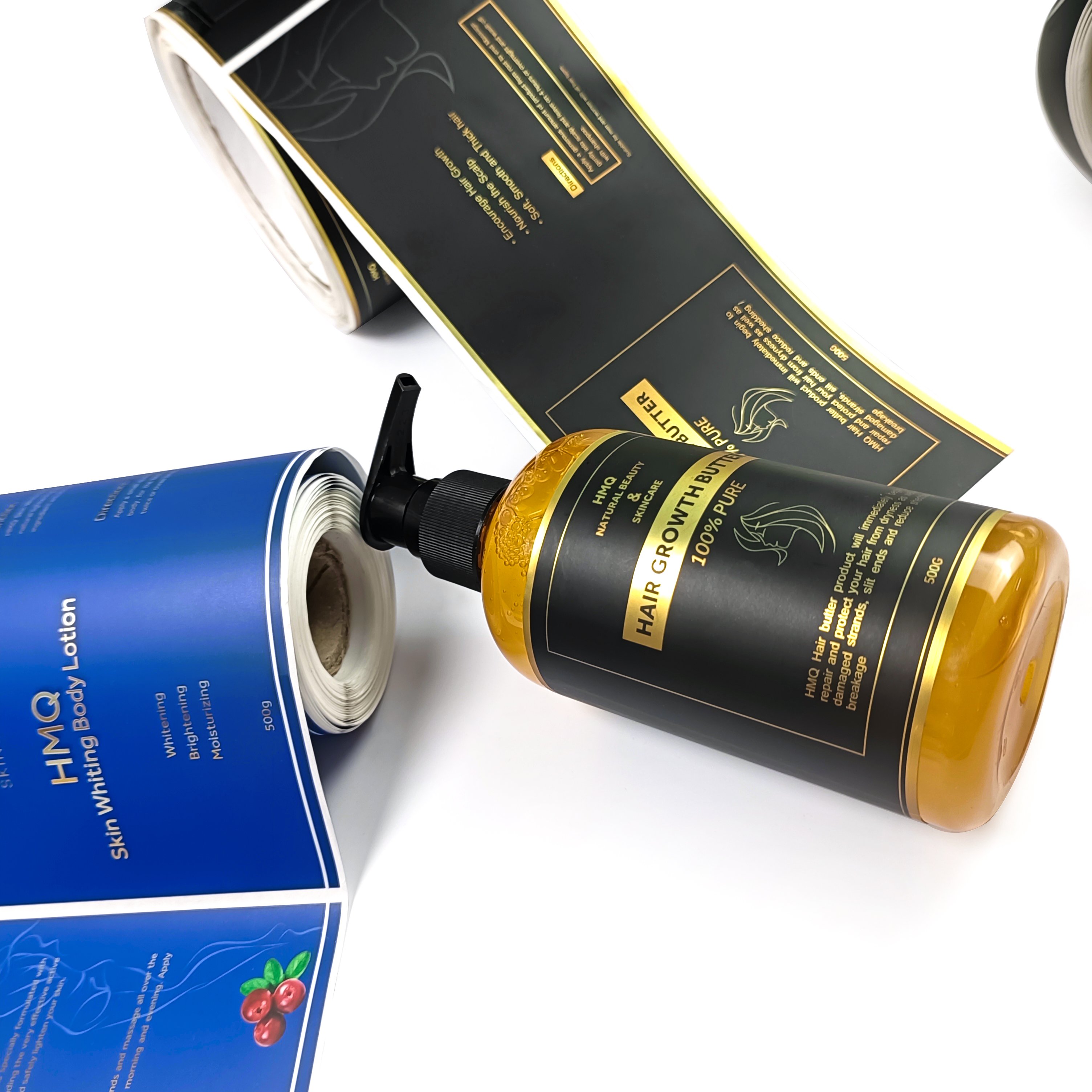 Custom Luxury Waterproof Logo Cosmetics Vinyl Label Gold Foil Shampoo Stickers Roll Printing Packaging Labels For Lotion Bottle