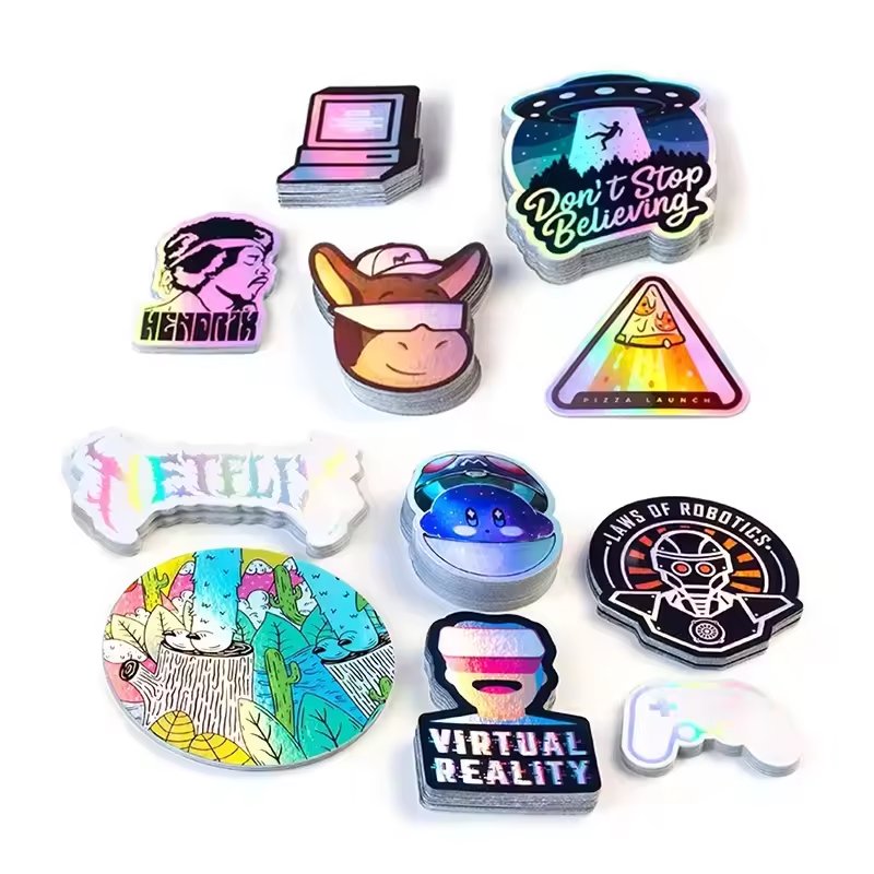 Die Cut Custom Cute Kawaii Vinyl Glitter Stickers Holographic Stationery Stickers Wholesale