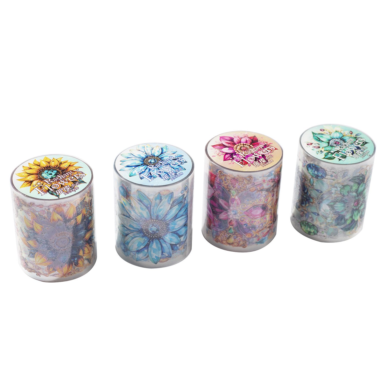 2M/Roll PET Tape Bright Star Flower Series Gemstone Flower Theme Handbook Material Stickers