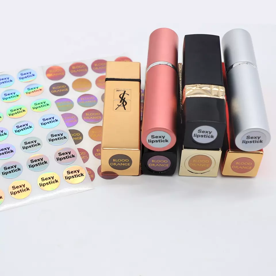 Custom Logo Waterproof Lipstick Label Stickers Round Vinyl Label for Lip Gloss Tubes